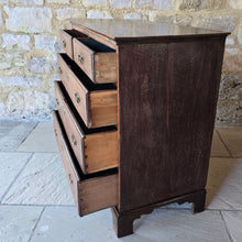 Load image into Gallery viewer, good-late-18th-century-oak-chest-of-drawers-constructed-from-well-figured-timbers-two-short-three-long-graduated-drawers-ovolo-moulding-original-brass-drop-handles-bracket-feet-good-colour-excellent-restored-condition-for-sale-damon-blandford-antiques-stroud-cotswolds-antique-furniture-storage