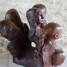 Load image into Gallery viewer, sculpture- wood-wooden-carving-yew-tony-basil-castlehill-filleigh-devon-female-bust-heads-stone-mason