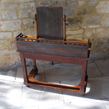 Load image into Gallery viewer, elegant-william-IV-mahogany-dressing-table-swing-frame-mirror-gallery-carved-repeating-semicircles-drawers-dovetail-lined-mahogany-oak-cock-beading-turned-drawer-pulls-table-frieze-drawer-carved-legs-stretcher-quality-elegant-clean-lines-dressing-table-furniture-magnificent-traditional-contemporary-english-irca-1830's-damon-blandford-antiques-antique-style-country-house-gloucestershire-cotswolds-stroud-design-bedroom-for-sale-back-verso