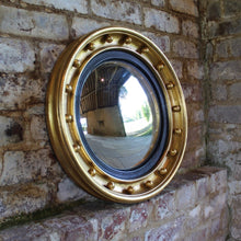 Load image into Gallery viewer, round-circular-regency-19th-century-convex-wall-mirror-giltwood-frame-applied-ball-decoration-concentric-ebonised-reeded-slip-mirrors-frame-giding-gilt-original-damon-blandford-antiques-gloucestershire-cotswolds-for-sale-decorative-interiors-country-house