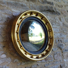 Load image into Gallery viewer, round-circular-regency-19th-century-convex-wall-mirror-giltwood-frame-applied-ball-decoration-concentric-ebonised-reeded-slip-mirrors-frame-giding-gilt-original-damon-blandford-antiques-gloucestershire-cotswolds-for-sale-decorative-interiors-country-house-wall-art-decoration-interior-style