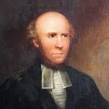 Load image into Gallery viewer, good-portrait-italian-gentleman-lawyer-black-robe-white-shirt-collar-bands-legal-subject-eyes-focusing-purposeful-listening-expression-serious-face. For example-portrait-character-good-condition-attractive-gold-bevelled-frame-damon-blandford-antiques-cotswolds-gloucestershire-for-sale-wall-art-interior-design-decoration