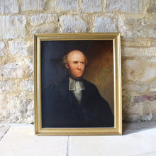 Load image into Gallery viewer, good-portrait-italian-gentleman-lawyer-black-robe-white-shirt-collar-bands-legal-subject-eyes-focusing-purposeful-listening-expression-serious-face. For example-portrait-character-good-condition-attractive-gold-bevelled-frame-damon-blandford-antiques-cotswolds-gloucestershire-for-sale-wall-art-interior-design-decoration