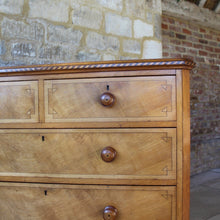 Load image into Gallery viewer, stunningly-attractive-aesthetic-movement-chest-two-short-three-long-graduated-drawers-excellent-quality-chest-beautifully-decorated-geometric-designs-moldings-drawer-fronts-designs-enhanced-well-selected-specimen-timbers-contrasting-colours-ash-birch-black-walnut-turned-drawer-pulls-particularly-nice-chest-excellent-condition-functionality-aesthetic-beauty-exceptionally-decorative-beautiful-chest-drawers-traditional-contemporary-damon-blandford-antiques