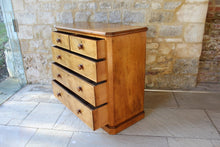 Load image into Gallery viewer, stunningly-attractive-aesthetic-movement-chest-two-short-three-long-graduated-drawers-excellent-quality-chest-beautifully-decorated-geometric-designs-moldings-drawer-fronts-designs-enhanced-well-selected-specimen-timbers-contrasting-colours-ash-birch-black-walnut-turned-drawer-pulls-particularly-nice-chest-excellent-condition-functionality-aesthetic-beauty-exceptionally-decorative-beautiful-chest-drawers-traditional-contemporary-damon-blandford-antiques