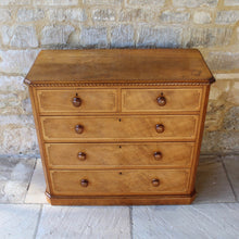 Load image into Gallery viewer, stunningly-attractive-aesthetic-movement-chest-two-short-three-long-graduated-drawers-excellent-quality-chest-beautifully-decorated-geometric-designs-moldings-drawer-fronts-designs-enhanced-well-selected-specimen-timbers-contrasting-colours-ash-birch-black-walnut-turned-drawer-pulls-particularly-nice-chest-excellent-condition-functionality-aesthetic-beauty-exceptionally-decorative-beautiful-chest-drawers-traditional-contemporary-damon-blandford-antiques