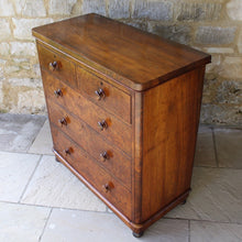 Load image into Gallery viewer, beautifully-figured-burr-walnut-chest-two-short-over-three-long-graduated-drawers-original-turned-walnut-drawer-pulls-very-well-proportioned-straight-fronted-chest-raised-plinth-base-bun-feet-retaining-original-locks-book matched-veneers-particularly-good-very-functional-highly-decorative-storage-furniture-damon-blandford-antiques-stroud-gloucestershire-cotswolds-interior-country-house-quality-for-sale