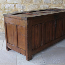 Load image into Gallery viewer, Large Norman or French oak coffer with linenfold panelled front