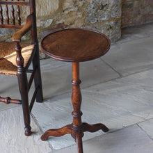 Load image into Gallery viewer, really-good-colour-18th-century-ash-pedestal-tripod-table-constructed-of-very-nicely-figured-timber-circular-lipped-dished-top-turned-stem-cabriole-legs-candle-stand-excellent-proportions-drinks-table-attractive-stable-useful-table-excellent-condition-for-sale-damon-blandford-antiques-stroud-gloucestershire-regional-furniture-interior-design