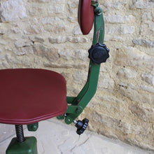 Load image into Gallery viewer, evertaut-stool-chair-swivel-adjustable-british-industrial-leather-green-red-30's-40's-vintage-gloucestershire-cotswolds