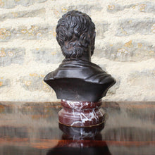 Load image into Gallery viewer, bronze-bust-pmormile-p-mormile-painted-patination-wear-roman-high-status-sculpture-marble-classical-neoclassical-decorative-marble-reddish-brown-for-sale-damon-blandford-antiques-stroud-valleys-cranham-gloucestershire-cotswolds-antiques-vintage-verso
