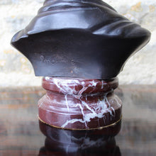 Load image into Gallery viewer, bronze-bust-pmormile-p-mormile-painted-patination-wear-roman-high-status-sculpture-marble-classical-neoclassical-decorative-marble-reddish-brown-for-sale-damon-blandford-antiques-stroud-valleys-cranham-gloucestershire-cotswolds-antiques-vintage-cast-signature
