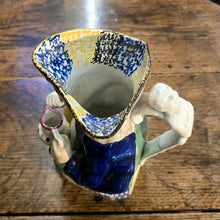 Load image into Gallery viewer, Yorkshire-prattware-pottery-Toby -jug-character-holding-pitcher-cup-cobalt-blue-coat-yellow-ochre-breeches-metallic-oxides-regional-kilns-caryatid-handle-spongeware-decoration-plinth-base-tricorn-hat-excellent-condition-Mexborough-for-sale-damon-blandford-antiques-stow-on-the-wold-cotswolds
