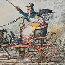 Load image into Gallery viewer, fine-social-satire-print-etching-by-james-gillray-published-1805-h-humphrey-27-st-james-street-london-slender-cockney-corpulent-wife-emaciated-horse-carriage-dog-bone-hand-coloured-excellent-condition-colour-ebonised-gilt-frame-for-sale-damon-blandford-antiques-stow-on-the-wold-cotswolds
