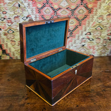 Load image into Gallery viewer, really-attractive-inlaid-19th-century-specimen-wood-box-banded-sunburst-design-bone-escutcheon-velvet-lined-trinket-box-excellent-condition-for-sale-damon-blandford-antiques-stow-on-the-wold-cotswolds
