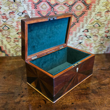 Load image into Gallery viewer, really-attractive-inlaid-19th-century-specimen-wood-box-banded-sunburst-design-bone-escutcheon-velvet-lined-trinket-box-excellent-condition-for-sale-damon-blandford-antiques-stow-on-the-wold-cotswolds
