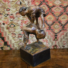 Load image into Gallery viewer, Good-19th-century-wood-carving-two boys-playing-leap-frog-single-block-linden-wood-finely-carved-folds-in-cloths-waves-in-hair-beautifully-capture-movement-wonderful-sculpture-freedom-joy-youth-european-for-sale-damon-blandford-antiques-stow-on-the-wold-cotswolds
