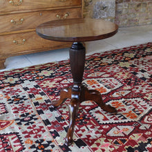 Load image into Gallery viewer, fine-quality-tripod-table-circular-top-single-plank-mahogany-top-raised-on-turned-reeded-baluster-shaped-support-tripod-base-well-selected-dense-timbers-crisply-carved-incredibly-stable-wine-lamp-table-for-sale-damon-blandford-antiques-stroud-stow-on-the-wold-cotswolds-gloucestershire-side-wine-lamp-table-interior-decoration-design
