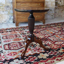 Load image into Gallery viewer, fine-quality-tripod-table-circular-top-single-plank-mahogany-top-raised-on-turned-reeded-baluster-shaped-support-tripod-base-well-selected-dense-timbers-crisply-carved-incredibly-stable-wine-lamp-table-for-sale-damon-blandford-antiques-stroud-stow-on-the-wold-cotswolds-gloucestershire-side-wine-lamp-table-interior-decoration-design
