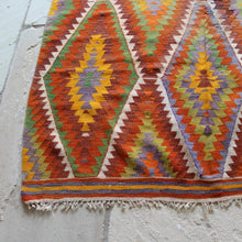 Load image into Gallery viewer, 1940&#39;s Fethiye Kilim Rug of Geometric Design with Cicim Highlights
