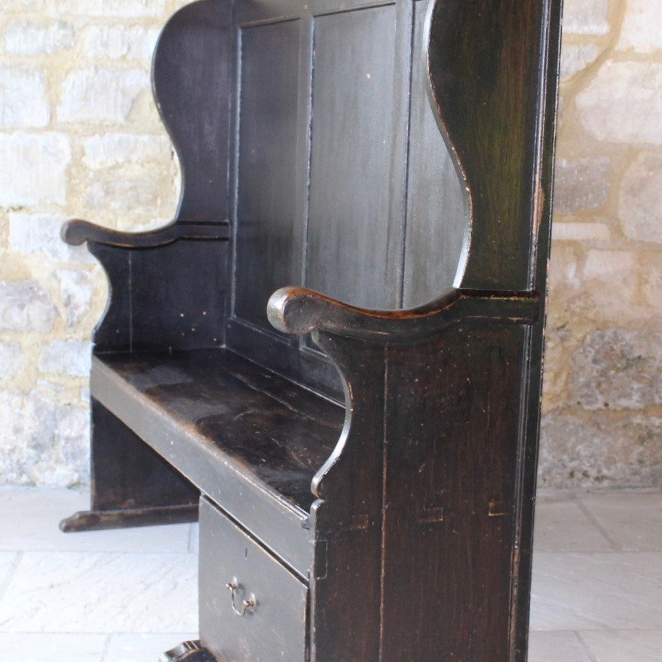 Antique 18th Century George III Oak Settle Hall Bench For Sale at 1stDibs