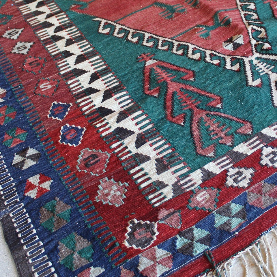 Konya Obruk Kilim Wedding Gift with Tassels and Beads