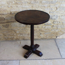 Load image into Gallery viewer, good-heavy-C18th-pedestal-table-constructed-entirely-in-oak-banded-three-plank-top-raised-on-nicely-turned-classical-column-shaped-support-substantial-X-shape-feet-very-stable-useful-table-solid-condition-aesthetic-appeal-drinks-table-lamp-stand.-for-sale-damon-blandford-antiques-stow-on-the-wold-stroud-cotswolds-country-interior-decoration
