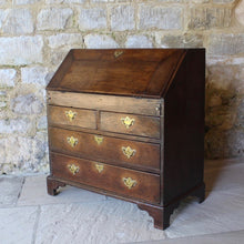 Load image into Gallery viewer, Good Quality C18th Oak Bureau with Fall Front and Fitted Interior
