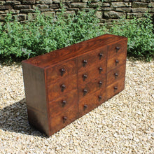 Load image into Gallery viewer, fine-quality-georgian-bank-of-drawers-well-figured-mahogany-veneers-top-cross-banded-twelve-drawers-dovetail-construction-lined-in-oak-nicely-turned-handles-really-useful-storage-for-large-collection-smaller-items-for-sale-damon-blandford-anttiques-cotswolds
