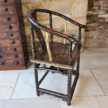 Load image into Gallery viewer, highly-decorative-chinese-ming-style-quanyi-armchair-early-C20th-continuous-crest-rail-back-splat-black-lacquer-hand-painted-decoration-dragon-phoenix-horseshoe-excellent-condition-circa-1920's-for-sale-damon-blandford-antiques-stow-on-the-wold-cotswolds-oriental-seating-chair-decorative-home

