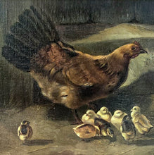 Load image into Gallery viewer, pair-two-delightful-19th-century-victorian-oil-paintings-on-canvas-artist-Robert-Cleminson-scenes-nature-rural-mother-hen-chicks-mother-duck-ducklings-beautifully-painted-signed-excellent-condition-mounted-good-quality-gilt-frames-provenance-for-sale-damon-blandford-antiques-stow-on-the-wold-fine-art-wall-art-decoration-interior-design
