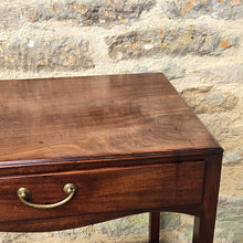 Load image into Gallery viewer, elegant-georgian-mahogany-side-centre-table-frieze-drawer-under-tier-highly-original-condition-fine-furniture-moulded-top-edge-oak-lined-drawers-dovetail-joints-original-brass-drop-handle-shaped-frieze-elegant-proportions-square-legs-concave-shaped-under-tier-sofa-side-table-lamp-table-english-circa-1740&#39;s-for-sale-damon-blandford-antiques-stow-on-the-wold
