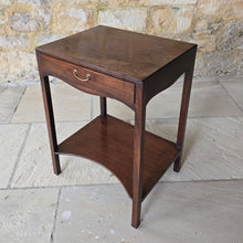 Load image into Gallery viewer, elegant-georgian-mahogany-side-centre-table-frieze-drawer-under-tier-highly-original-condition-fine-furniture-moulded-top-edge-oak-lined-drawers-dovetail-joints-original-brass-drop-handle-shaped-frieze-elegant-proportions-square-legs-concave-shaped-under-tier-sofa-side-table-lamp-table-english-circa-1740&#39;s-for-sale-damon-blandford-antiques-stow-on-the-wold
