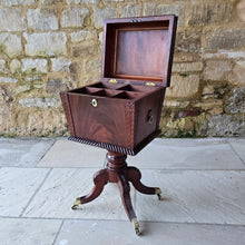Load image into Gallery viewer, Good-quality-early-19th-century-Irish-cellarette-sarcophagus-form-pedestal-base-carved-acanthus-leaves-gadrooned-rope-twist-mouldings-brass-lion-mask-ring-carry-handles-oval-escutcheon-plate-original-lock-key-quadra-form-base-reeded-sabre-legs-hipped-carved-foliate-decoration-terminating-brass-box-toe-castors-furniture-excellent-colour-condition-patena-for-sale-damon-blandford-antiques-stow-on-the-wold-stroud-cotswolds-antique-drinks-bottles-storage
