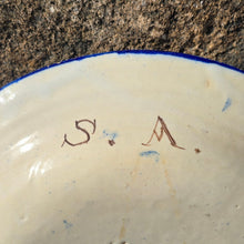 Load image into Gallery viewer, Nicely-decorated-late-19th-century-polychrome-plate-province-of-valencia-spain-hand-painted-decoration-features-dove-signed-initials-S.A.-verso-Manises-baroque-good-original-condition-for-sale-damon-blandford-antiques-stow-on-the-wold
