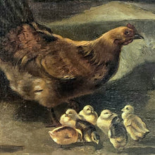 Load image into Gallery viewer, pair-two-delightful-19th-century-victorian-oil-paintings-on-canvas-artist-Robert-Cleminson-scenes-nature-rural-mother-hen-chicks-mother-duck-ducklings-beautifully-painted-signed-excellent-condition-mounted-good-quality-gilt-frames-provenance-for-sale-damon-blandford-antiques-stow-on-the-wold-fine-art-wall-art-decoration-interior-design
