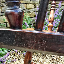 Load image into Gallery viewer, Good-quality-well-proportioned-high-back-windsor-armchair-Walker-Rockley-workshop-Nottinghamshire-yew-wood-saddled-elm-seat-shaped central-splat-pierced-decoration-arm-bow-turned-supports-elm-seat-crinoline-stretcher-good-colour-excellent-condition-impressed-makers-mark-for-sale-damon-blandford-antiques-cotswolds-stow-on-the-wold-country-regional-furniture
