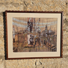 Load image into Gallery viewer, detailed-painting-steam-tug-servia-moored-maritime-museum-ramsgate-artist-John-Talbot-Hicks-impressed-newly-mounted-bespoke-made-hardwood-frame-circa-1970-for-sale-damon-blandford-antiques-stroud-stow-on-the-wold-cotswolds-wall-art
