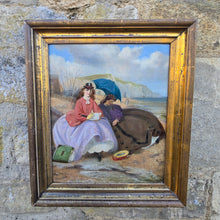 Load image into Gallery viewer, oil-on-board-painting-by-Thomas-Musgrave-Joy-colourful-coastal-scene-ladies-period-dress-ships-sea-gilt-frame-nsuigned-victorian-portrait-genre-painter-Royal-Academy-exhibitions-major-commissions-Lord-Panmure-Royal-family-portraiture-for-sale-damon-blandford-antiques-stow-on-the-wold-fine-art-wall-art-decoration-interior-design
