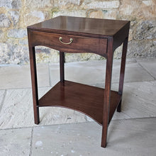 Load image into Gallery viewer, elegant-georgian-mahogany-side-centre-table-frieze-drawer-under-tier-highly-original-condition-fine-furniture-moulded-top-edge-oak-lined-drawers-dovetail-joints-original-brass-drop-handle-shaped-frieze-elegant-proportions-square-legs-concave-shaped-under-tier-sofa-side-table-lamp-table-english-circa-1740&#39;s-for-sale-damon-blandford-antiques-stow-on-the-wold
