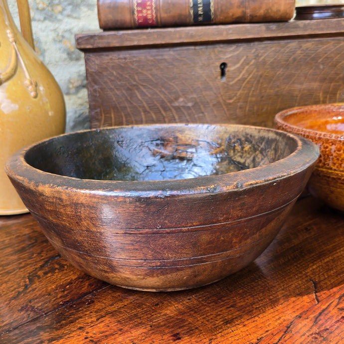 Superb-early-19th-century-welch-sycamore-bowl-excellent-condition-rich-black-golden-tones-truly-delightful-treen-patena-for-sale-damon-blandford-antiques-stow-on-thewold-cotswolds