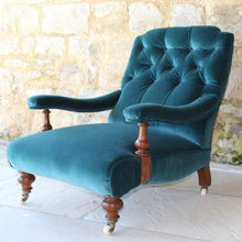 Load image into Gallery viewer, Low deep seated Victorian open armchair in the style of James Shoolbred
