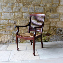 Load image into Gallery viewer, antique-mahogany-rush-seat-oversized-arm-square-tapered-spade-swept-legs-oversized-colonial-gloucestershire-chair
