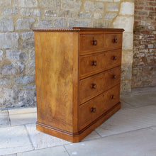 Load image into Gallery viewer, stunningly-attractive-aesthetic-movement-chest-two-short-three-long-graduated-drawers-excellent-quality-chest-beautifully-decorated-geometric-designs-moldings-drawer-fronts-designs-enhanced-well-selected-specimen-timbers-contrasting-colours-ash-birch-black-walnut-turned-drawer-pulls-particularly-nice-chest-excellent-condition-functionality-aesthetic-beauty-exceptionally-decorative-beautiful-chest-drawers-traditional-contemporary-damon-blandford-antiques
