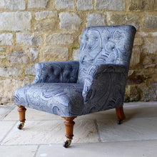 Load image into Gallery viewer, Victorian button back armchair with scroll arms

