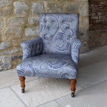 Load image into Gallery viewer, Victorian button back armchair with scroll arms
