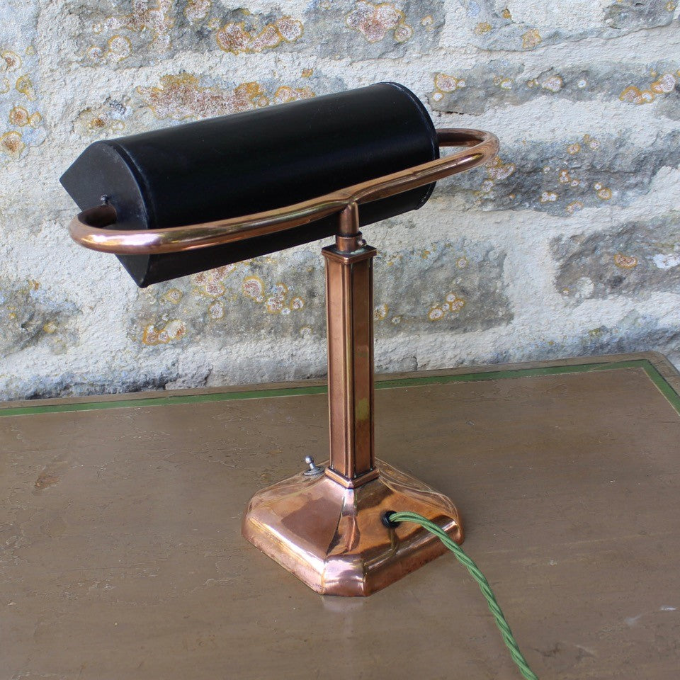 C20th-art-deco-style-desk-bankers-lamps-copper-sage-flex-re-wired-pat-tested-lighting-damon-blandford-antiques-the-malthouse-collective-stroud-gloucestershire