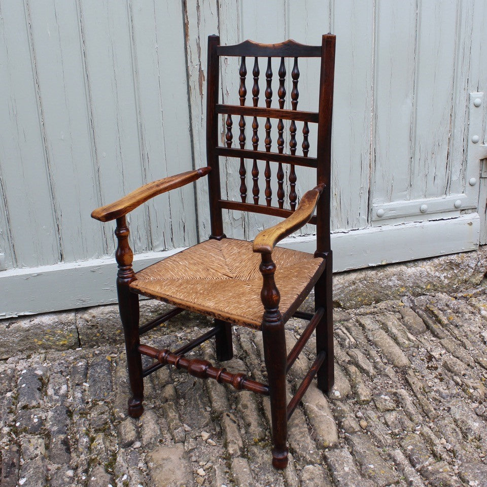 spindle-back-armchair-rush-seat-lancashire-cheshire-circa-1830-patena-georgian-for-sale-damon-blandford-antiques-the-malthouse-collective-stroud-gloucestershire-cotswolds-seating-antique-interior-design-country