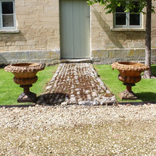 Load image into Gallery viewer, Pair C19th provincial Scottish terracotta garden urns
