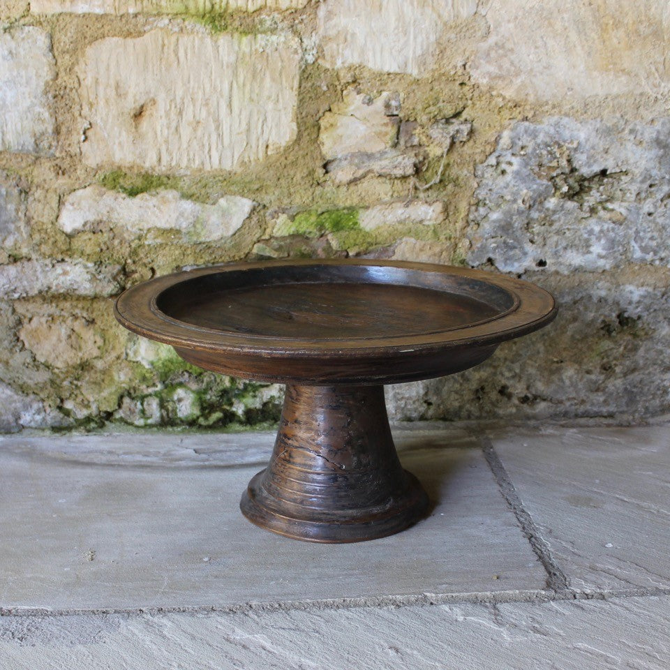 wooden-oak-turned-bowl-plate-offertory-early-antique-old-green-paint-fruitbowl- decorative-for- sale-gloucestershire-stroud-cotswolds-damon-blandford-antiques